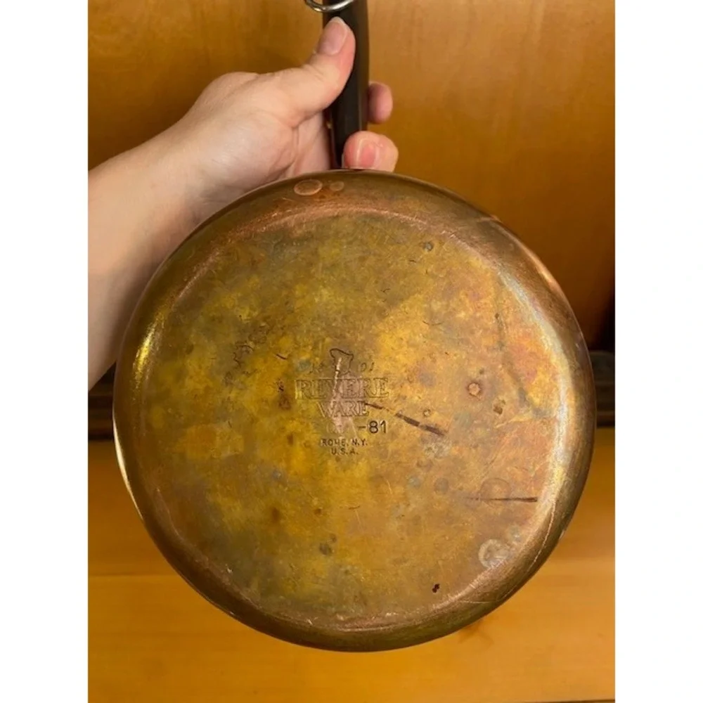 Vintage Revere Ware 2 Qt Copper Clad Bottom Saucepan Stainless Steel 1801 No Lid